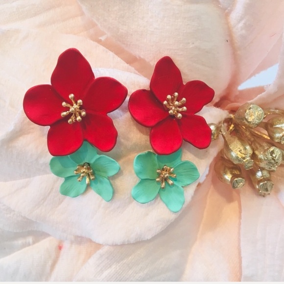 Orchid flower drop earrings floral - Picture 6 of 8